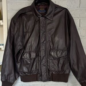 Vintage American Born Type A2-L Size Large Flight Bomber Brown Leather Coat
